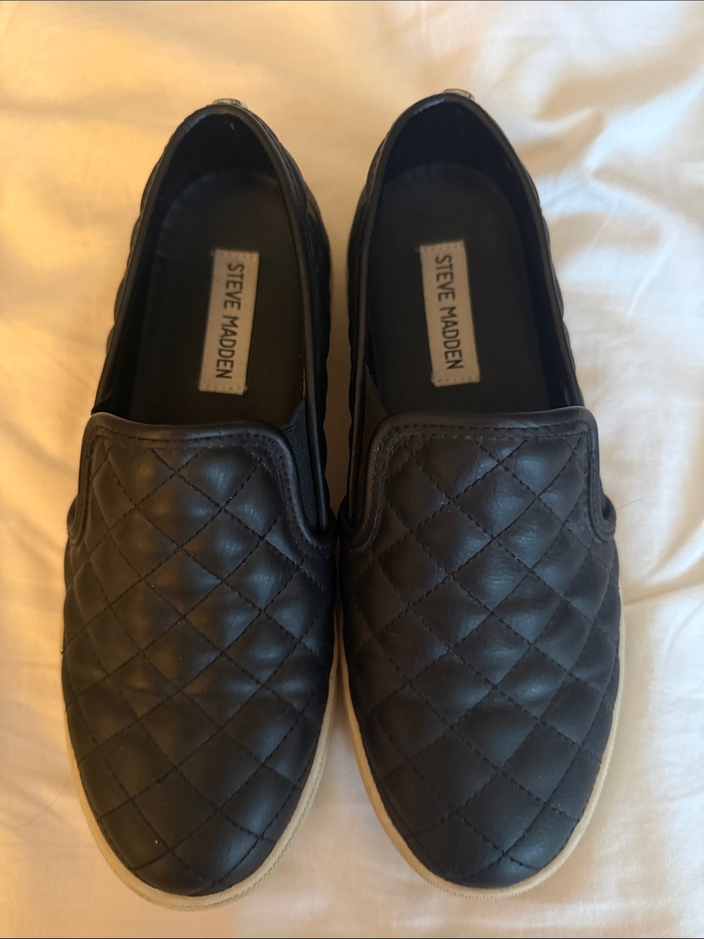 Steve Madden Quilted Slip-On Loafers - Black